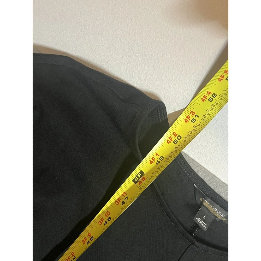 Banana Republic Women's Black Ruched Sheath Dress Size Large Short‎ Sleeve Midi - Picture 11 of 12